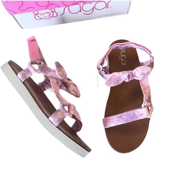 NEW Sugar MILLIE SANDALS Girls 4, Women's 5.5 Pink Lilac Purple Tie Dye SHOES - Picture 1 of 9